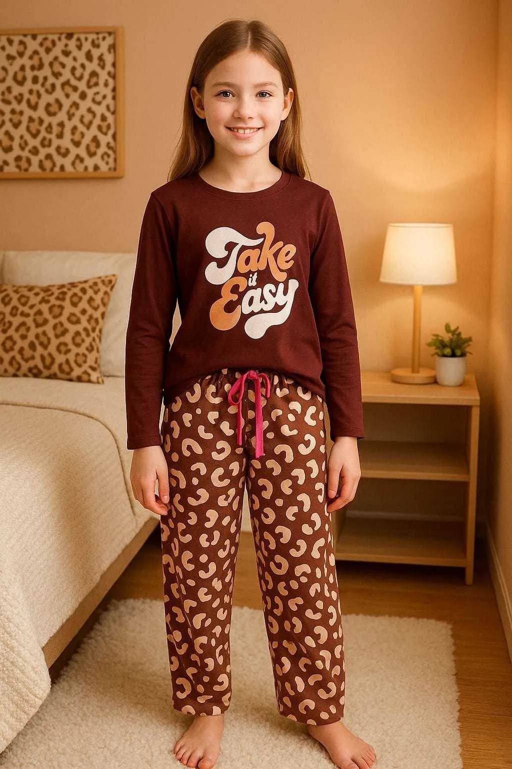 Cozy & Cute Full Sleeves Sets – 100% Cotton - Brown(5-6) - Image 1