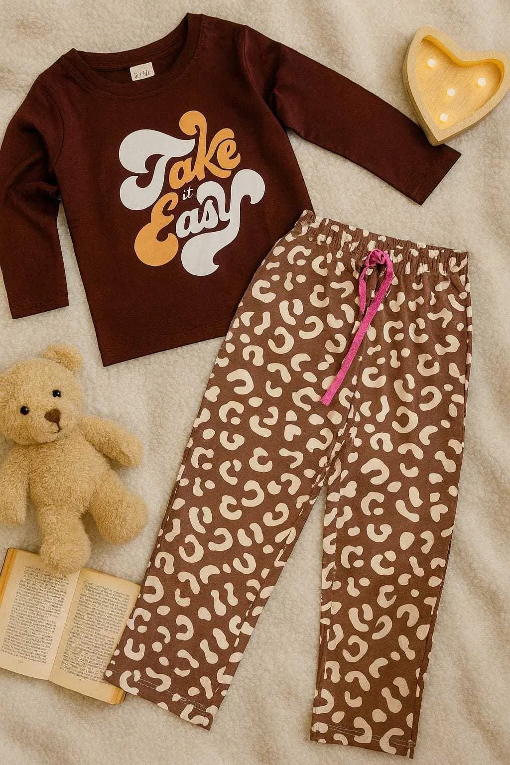 Cozy & Cute Full Sleeves Sets – 100% Cotton - Brown(5-6) - Image 2