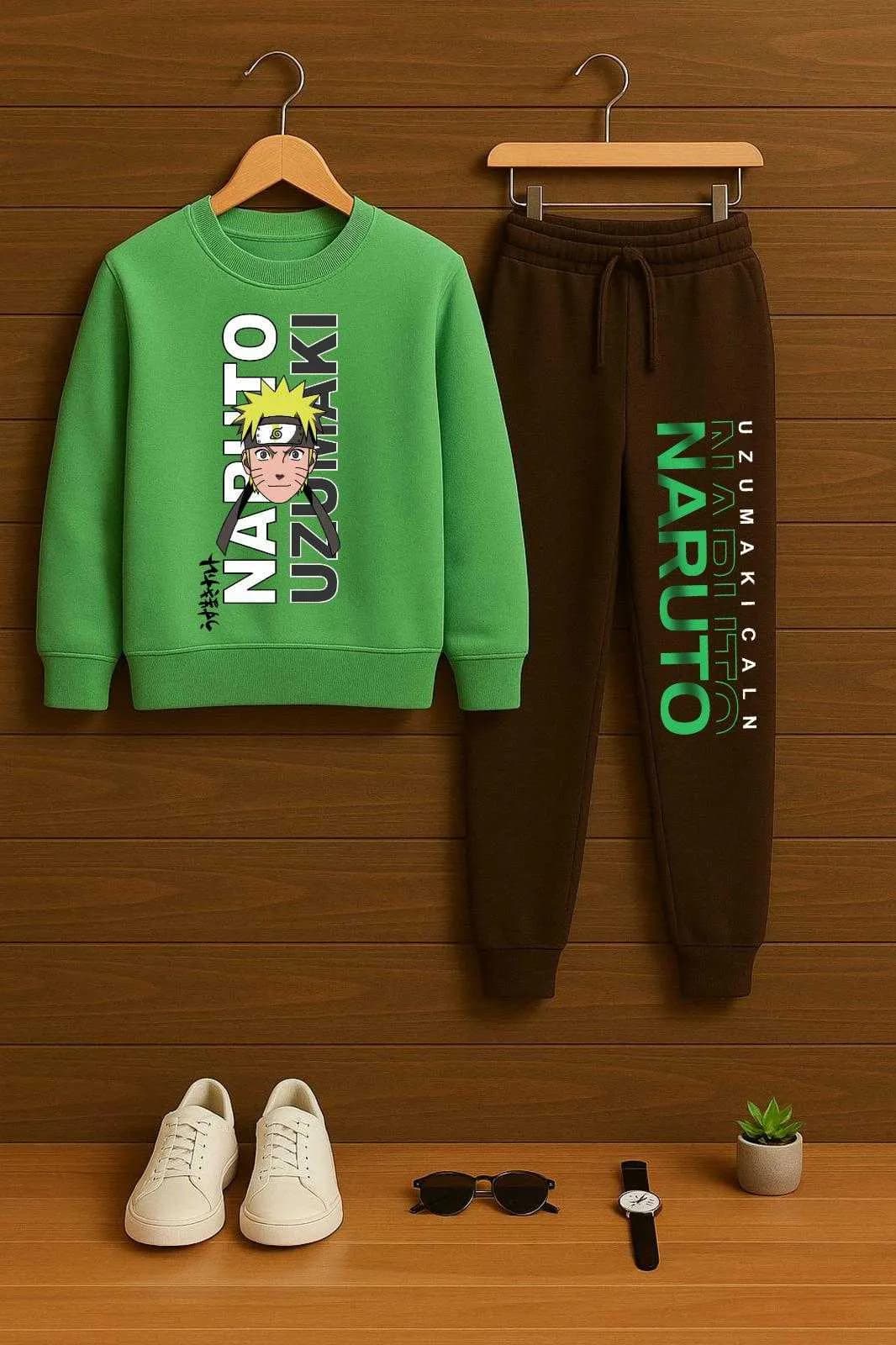 Premium Naruto Kids Loopknit Set - Perfect For Winters - Green(5-6) - Image 1
