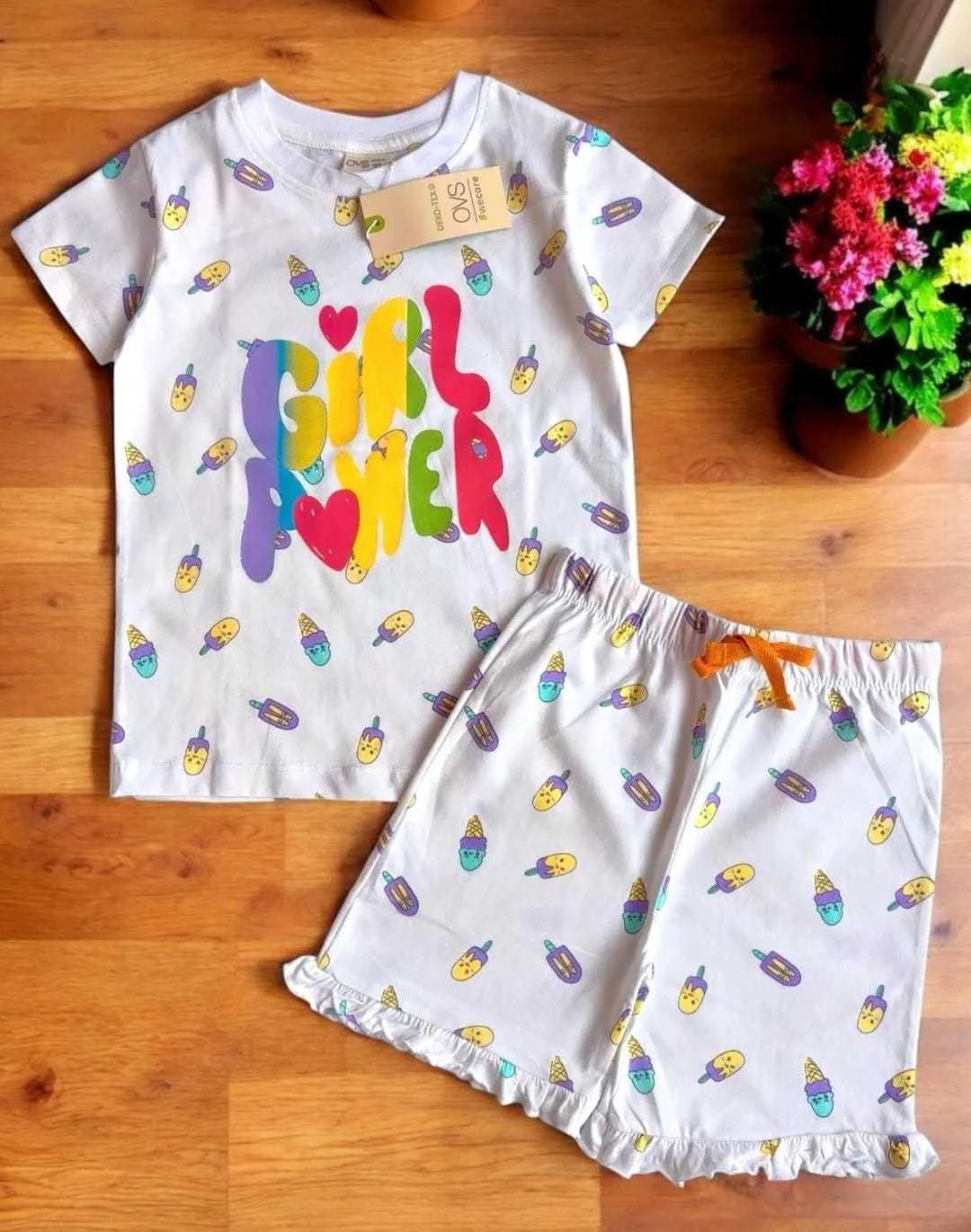 Kids' Cotton Co-ords Sets – Soft. Comfy. Playful.White Ice Cream(3) - Image 2