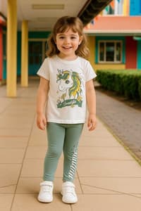 Premium Girls Summer Print Cute Legging Set Unicorn(3)