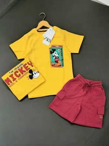 PREMIUM CARGO SHORTS SET Yellow Mickey(3-5)