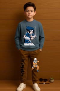 Premium Naruto Kids Loopknit Set - Perfect For Winters - Grey(5-6)
