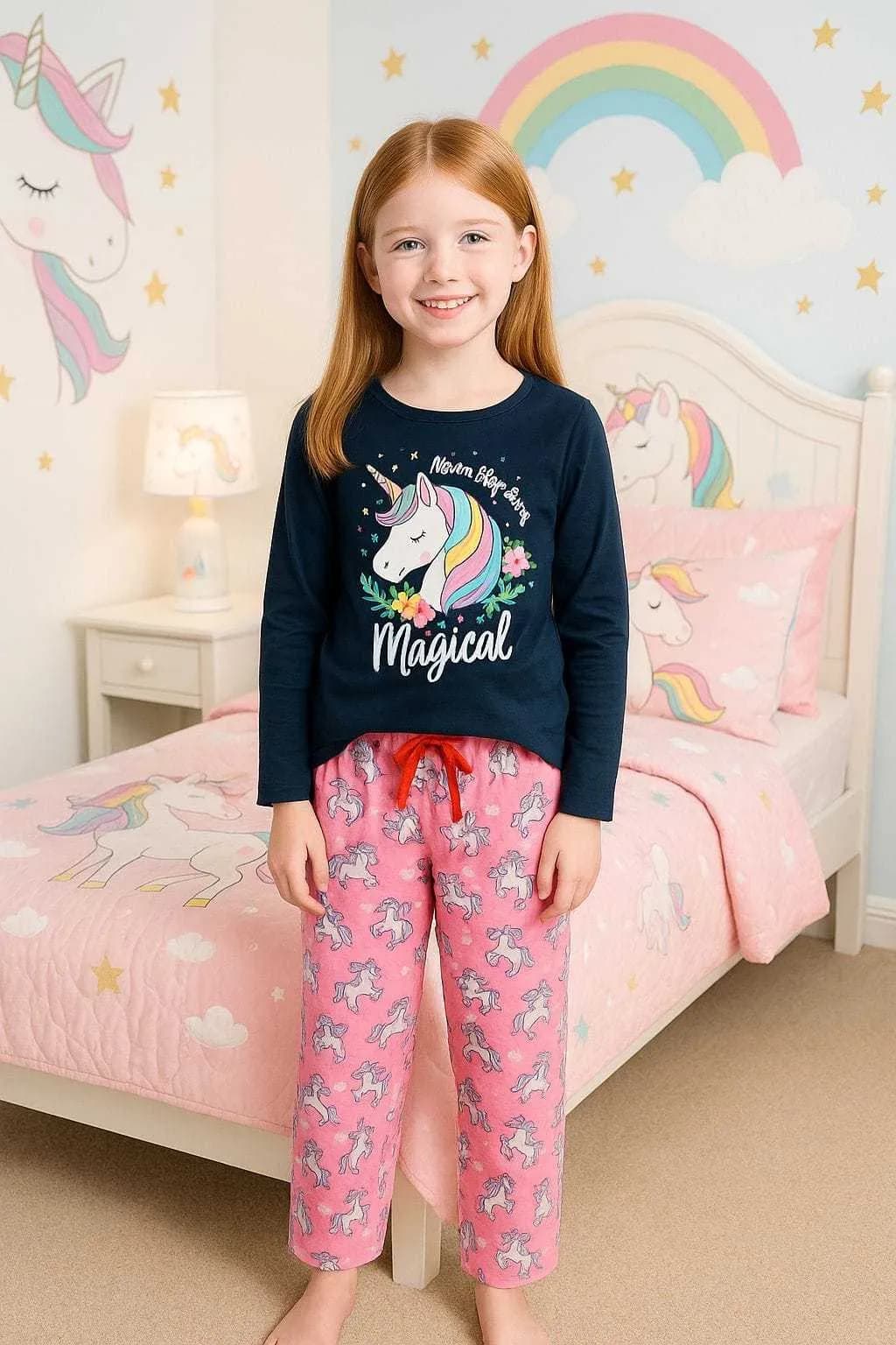 Cozy & Cute Full Sleeves Sets – 100% Cotton - Unicorn(5-6) - Image 1