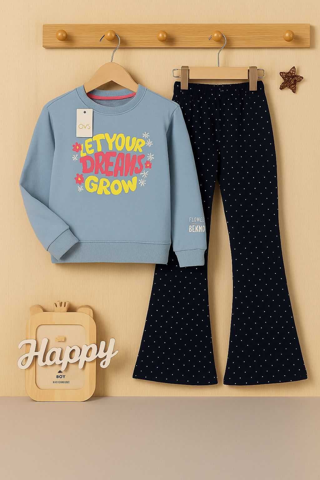 Girls Premium Style Wide Leg Trackset - Blue(5-7) - Image 2