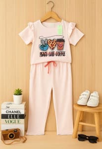 Palazzo Sets Dorio Ribbed Cotton Material Baby Pink(3-4)