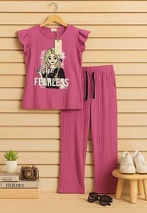 Palazzo Sets Dorio Ribbed Cotton Material Pink(3-4)