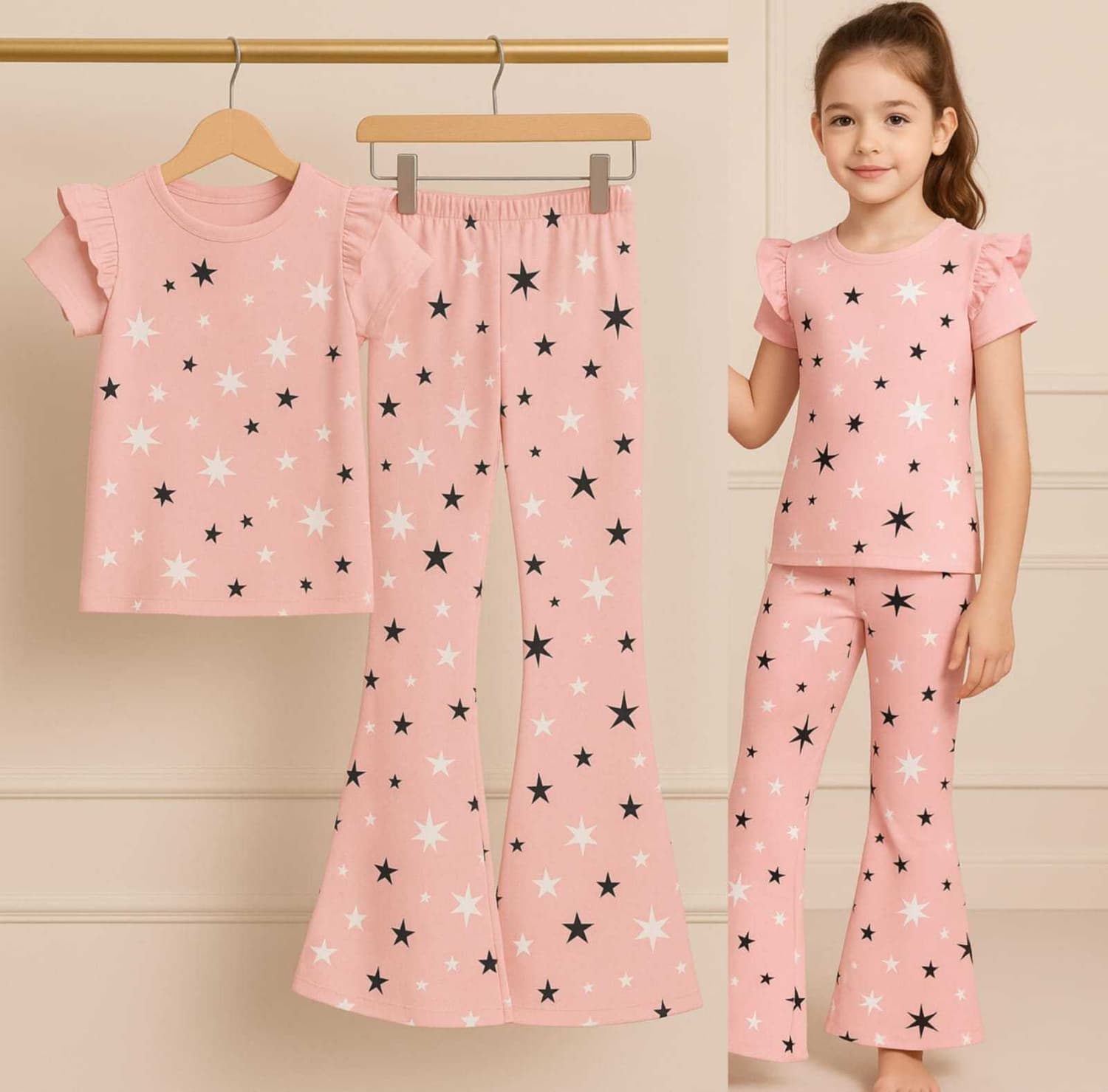 Trendy Boot Cut Pants Sets for Kids Pastel(3) - Image 1