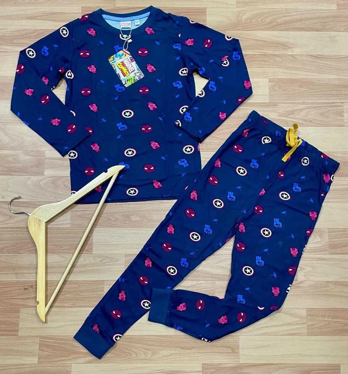 Kids Cotton Full Sleeves Co-Ords Sets Blue Spiderman(3) - Image 1