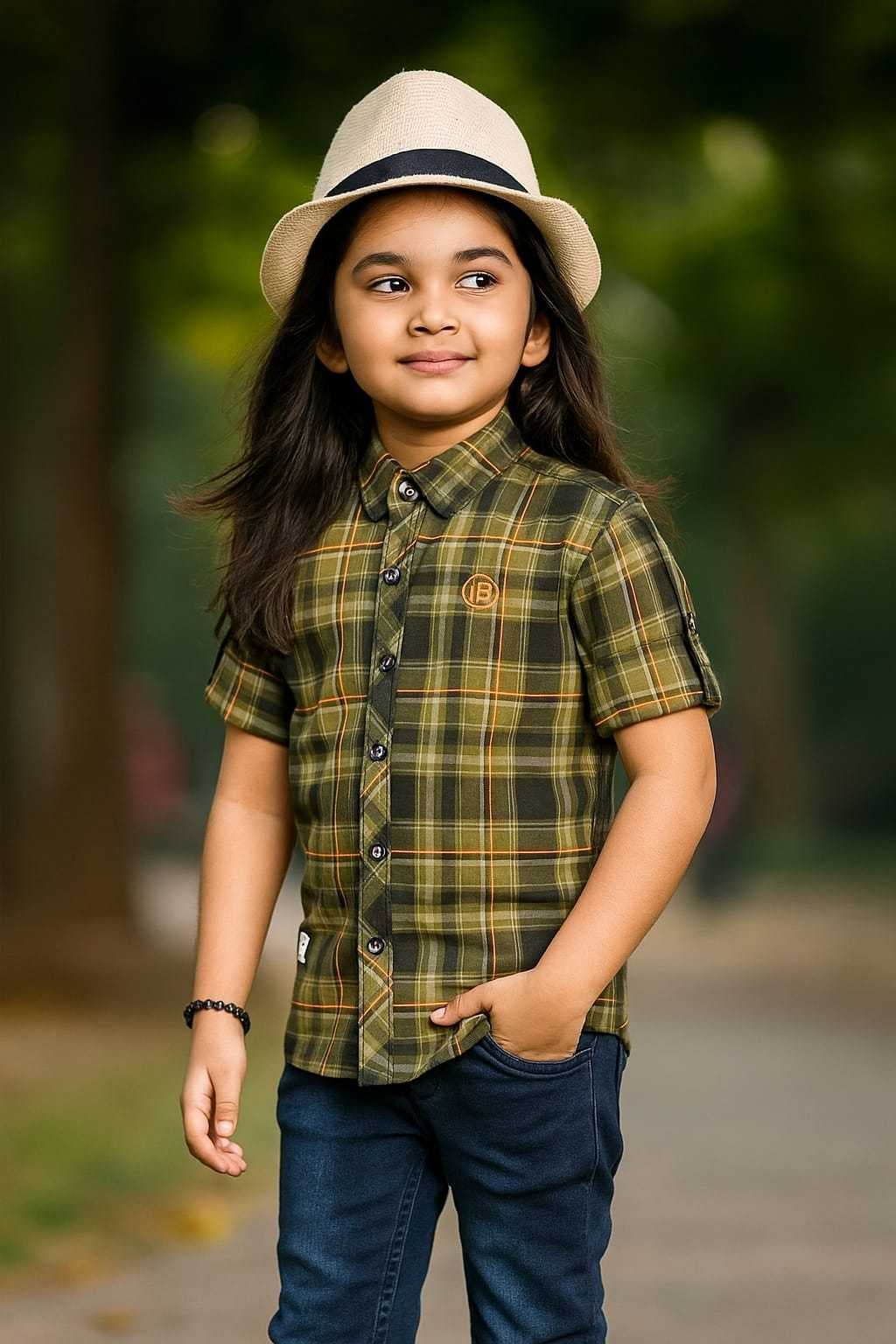 One Shirt, Two Styles – Full Sleeve or Half, Your Choice! Green(3-4) - Image 1