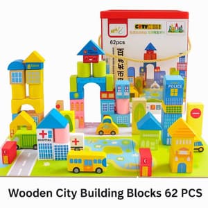 Wooden City Building Blocks 62pcs Set