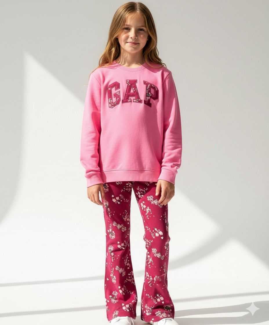 Girls Premium Style Wide Leg Trackset - Pink(5-7) - Image 1